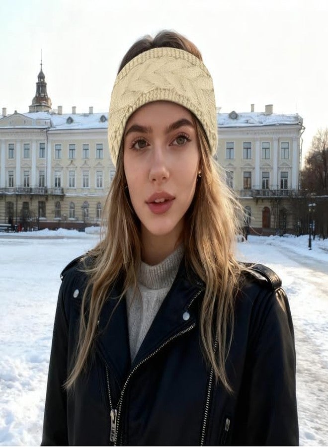 KIUEZIR 3PCS Winter Knit Headbands for Women Girls, Fleece Lined Ear Warmer Soft Thick Head Bands for Cold Weather, Styllish Winter Hair Accessories - Image 5